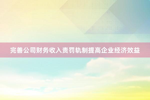 完善公司财务收入责罚轨制提高企业经济效益