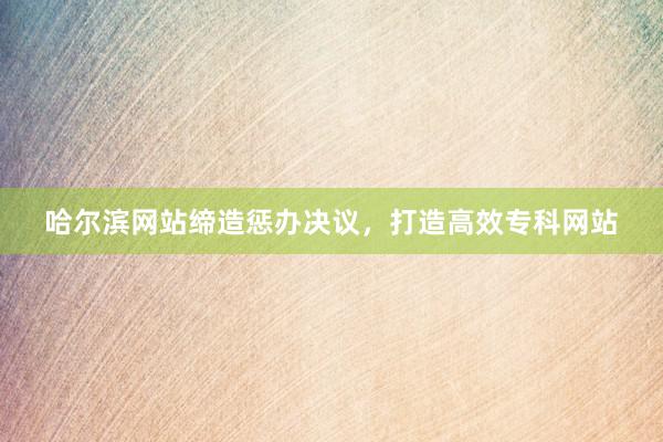 哈尔滨网站缔造惩办决议，打造高效专科网站